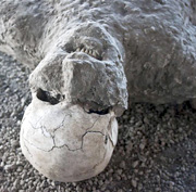 Plaster cast of human being in Pompeii