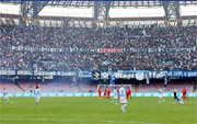 The grass of the San Paolo Stadium in Naples 
